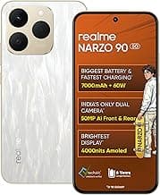 realme narzo 90 5G (Flowing Silver,8GB+128GB) | 7000mAh Biggest Battery | 60W Fastest Charging | 50MP Front & Rear AI Cameras | 4000nits Brightest Display | AI Assist | IP69 Dust & Water Resistance
