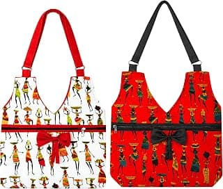 Cotton Tote Bag for Women, Warli Print Handmade Reusable Shopping Bag with Zipper Pocket, Eco Friendly Shoulder Bag for Office, College, Travel & Daily Use, Pack of 2
