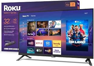 Roku Smart TV 2026-32 Inch Select Series, 720p HD TV - RokTV with Voice Remote - Flat Screen LED TV with Wi-Fi for Live Local News, Sports and Movies Streaming - Bluetooth Headphones Mode
