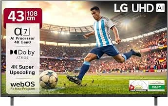 LG 108 cm (43 inches) UA8 AI Series 4K Ultra HD (3840 x 2160) Smart webOS LED TV 43UA82006LA 2025