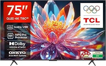 TCL 189 cm (75 inches) 4K Ultra HD Smart QLED Google TV 75T8C