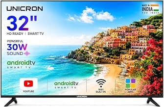 TE 32 Inch Android Smart TV, HD Ready LED Television with WiFi, 30W Sound with Premium Frameless Design, Built in Apps Compatible & A+ Display