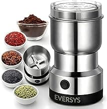 andrew james Spice Grinder Electric 150W | Mini Mixer Grinder Small Size for Coffee Beans, Masala & Dry Grinding | EVERSYS Portable Mini Grinders Machine for Kitchen with Approx. 100g Capacity