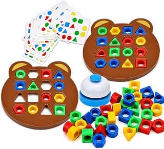Kidology Shape & Color Matching Puzzle Board Game with Bell for Kids 3+ Years | Interactive Geometric Pattern Matching Learning Toy | Educational Brain Game for Kids | Parent-Child Family Play | Gift
