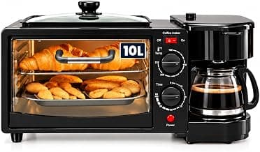 CADLEC MultiChef Pro 3 in 1 Breakfast Maker With Oven Toaster Griller, Coffee Maker, Frying Pan | Adjustable Temperature & Timer, Bake, Grill & Toast- Black