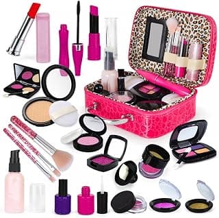 Kidology Kids Makeup Kit Set for Girls | 21 Pcs Portable Pretend Play Princess Beauty Set (Not Real Makeup) | Builds Fine Motor Skills | Non-Toxic Mess-Free Suitcase | Gift for Girls