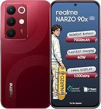 realme NARZO 90x 5G (Maroon Red 2026, 6GB+128GB) | 7000mAh + 60W Biggest Battery & Fastest Charging in the Segment* | 144Hz Bright Display | Sony 50MP AI Rear Camera | 400% Ultra Boom Speaker