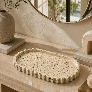Crenel Terrazzo Serving Tray - Ivory Terrazzo